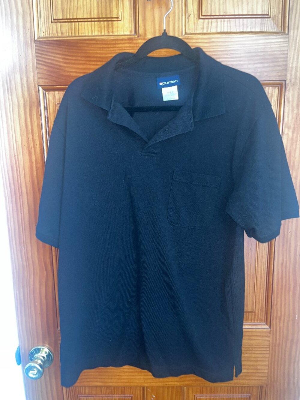 Men's Black Short Sleeve Polo Shirt with Pocket